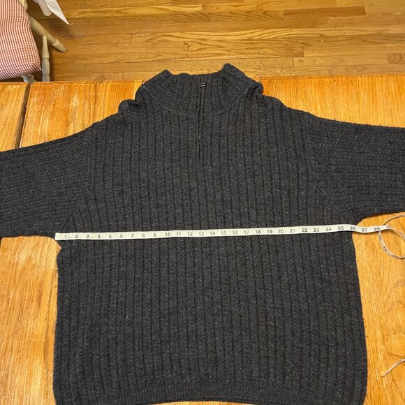 Peruvian Connection Men's XL 80% Baby Alpaca/20% Wool L/S Qtr Zip Sweater. Grey - Picture 5 of 8